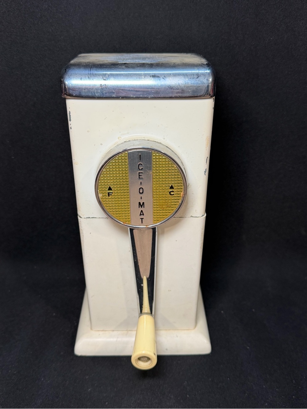 Vintage Ice-O-Mat Ice Crusher White & Chrome Wall Mount or Freestanding